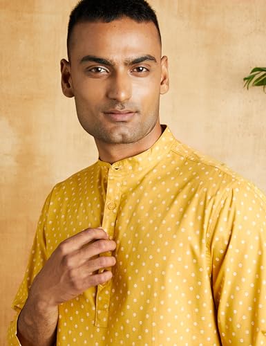 Image of Amazon Brand - Symbol Men Cotton Printed Long Kurta (Regular Fit)