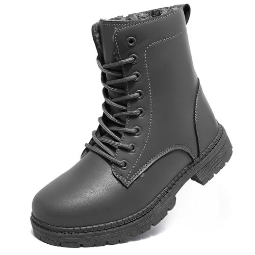 Topwolve Botas para Mujer Impermeable Botines de Tobillo Invierno Con Forrada CáLido Botas de Nieve,Gris(con Pelo),36 EU