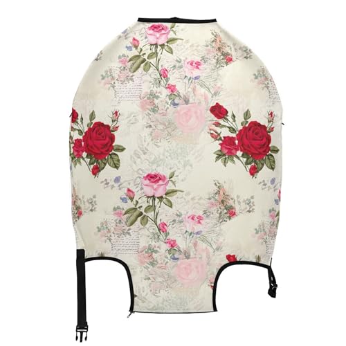 Joisal Suitcase Covers Luggage Protector Custom Vintage Floral Pink Red Roses Anti-scratch Flower Travel Vacation Essentials, S, Fits 18-20 Inch Case2