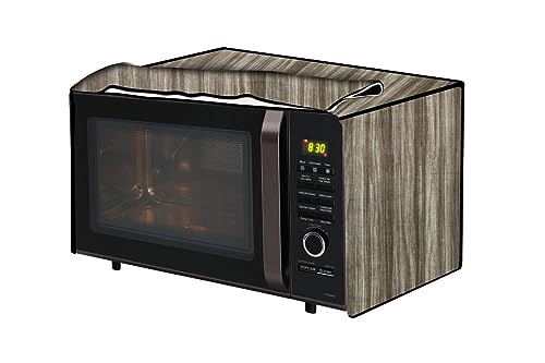 Image of The Furnishing Tree PVC Waterproof Microwave Oven Cover Compatible for Panasonic 20L NN-CT26HMFDG Wooden Pattern Coffee