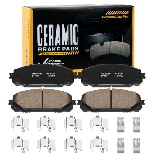 HECHENQICHE D1709 Front Ceramic Brake Pads Kit Fit For 2014-2015 Jeep Cherokee (for Vehicles with 12.99" Front and 12.6" Rear Rotor) by HECHENQICHE - Used condition - US$23.76