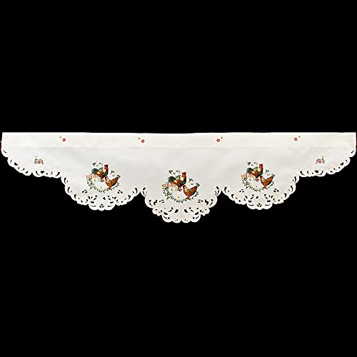 Linens, Art And Things Embroidered Rooster & Hen Window Valance (14Wx54L) #TOP1