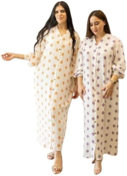 Linelle Printed Long Dress for Women, Stylish Loose Fit with Long Sleeve and Vibrant Pattern, Lightweight and Comfortable Casual Wear