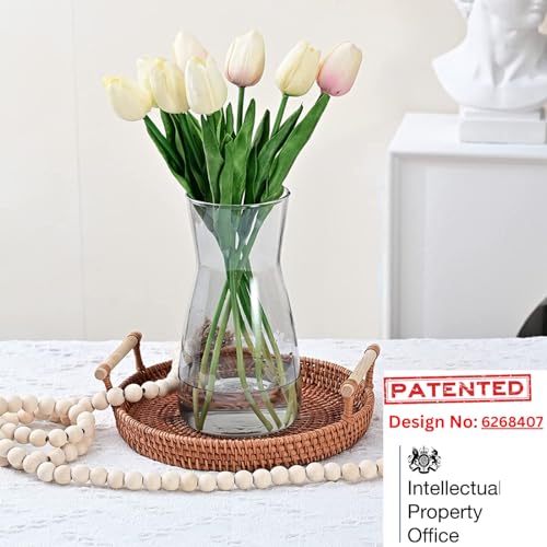 Vzmiza Grey Glass Vase, Premium Quality Flower Flowers Rustic Home Decor, Decorative Modern Farmhouse, Ideal Shelf - Image 2