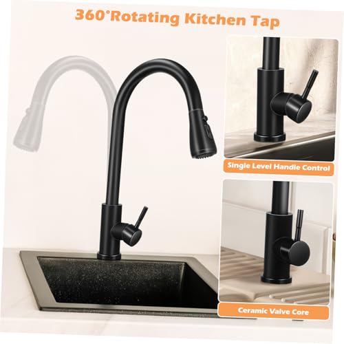 Mitigeur cuisine douchette extractible et double commande robinet noir 360