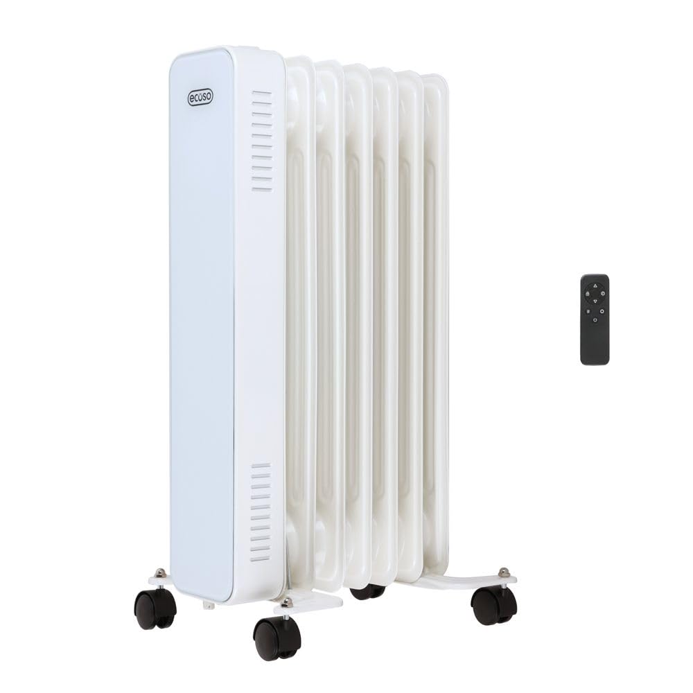 ECOSO 1500W White UK Plug WiFi Oil Filled Smart Electric Radiator 595x240mm