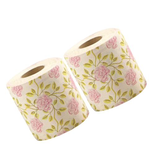 HAPINARY 2 Rolls Printed Toilet Paper Decor Bathroom Floral Napkins Linen Loo Chrome Bidet Funny Pulp