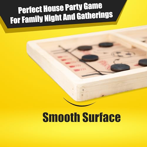 Goelite Fast Sling Puck String Hockey Wooden Indoor Board Game for Kids and Adults of All Ages, Birthday Parties, Games Night, Family Game Time (Sling Puck)