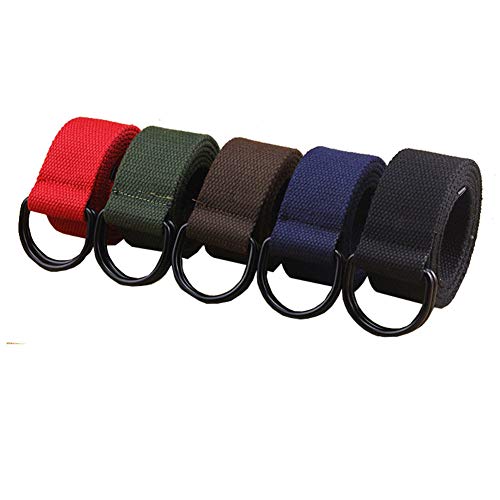 Image of maikun Mens Womens Canvas Belt, D-ring Buckle Cloth Fabric Belt for Men | 1 1 /2 Inch Wide Casual Belt for Jeans Pants Football