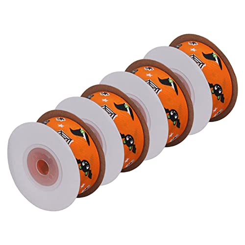 4 peças fita de embrulho laranja com estampa de morcego decoração de festa 10 jardas 2,5 cm de largu