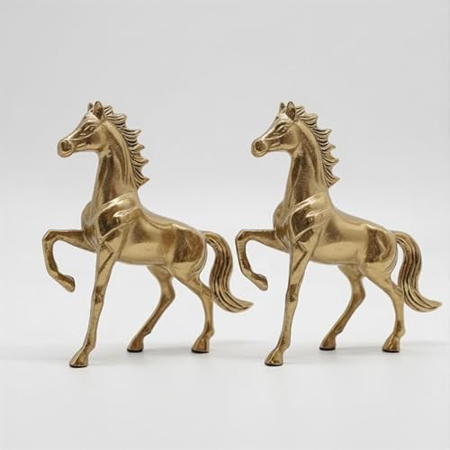 Image of BEHOMA Aluminium Horse Figurine Showpiece Pack of 5 with Gift Box | Premium Gold Decorative Horse Statue for Living Room, Office Desk, Shelf & Tabletop | Modern Home Decor Accent
