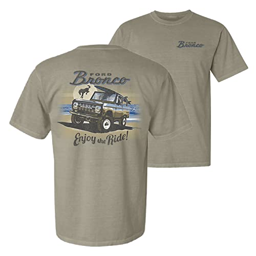 Classic Vintage Ford Bronco Enjoy The Ride Cars and Trucks Front and Back Garment-Dyed Washed Look Short Sleeve T-Shirt