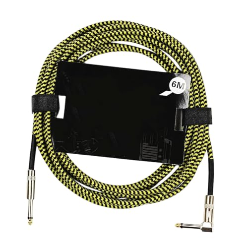 Cable de guitarra antiruido de 6,35 mm trenzado en color amarillo para conexión de pedal