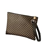 KHASCBNF Bolso De Pulsera Bolso de mano for mujer, piel sintética, tipo sobre, for compras, viajes, portátil, for teléfono, cartera, con estampado(Coffee)