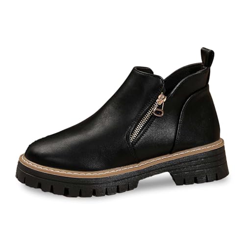 Bottines antidérapantes pour femme avec talon épais stable et cuir confortable