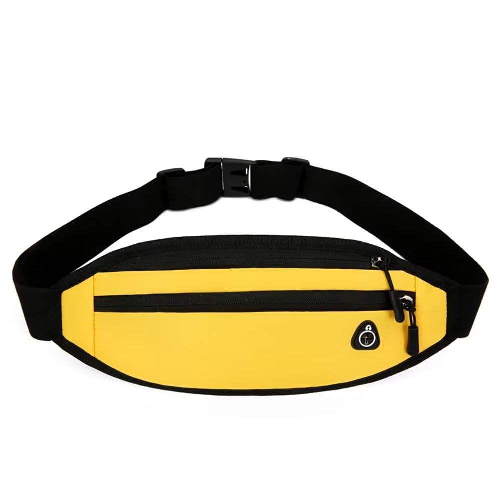 Riñonera para mujeres y hombres, ligera, de viaje, para dinero, cartera de viaje, impermeable, soporte para teléfono, Amarillo