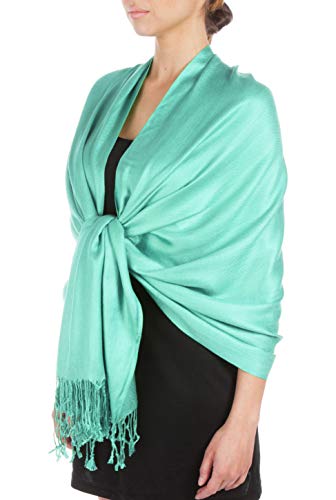 Sakkas Large Soft Silky Pashmina Shawl Wrap Scarf Stole in Solid Colors - LtBlue