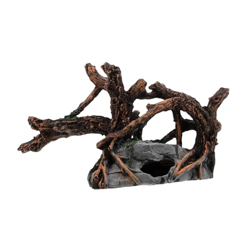 STOBOK レジン 流木 水槽用 爬虫類 樹木 樹皮 水槽 装飾 樹木 切り株 幹 レジン 飾り 装飾 魚 風景 飾り 中空 樹