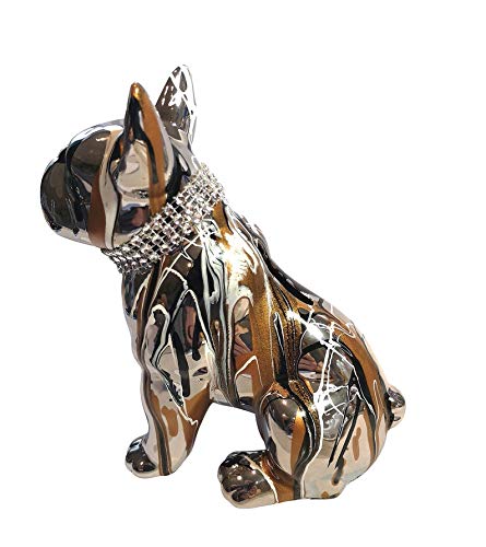 Laure Terrier Piggy bank, French Bulldog, ceramic silver, model Garence, decoration Height 17 centimeters