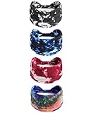 Kavya Haarband Damen Stirnband Damen 4er Pack – 7'' Extra Breit Haarbänder Dünn, Elastische Kopftuch Weiche Boho Mehrfarbig Headband, für Yoga, Kosmetik, Sport & Haarschmuck Sommer (Schwarz)