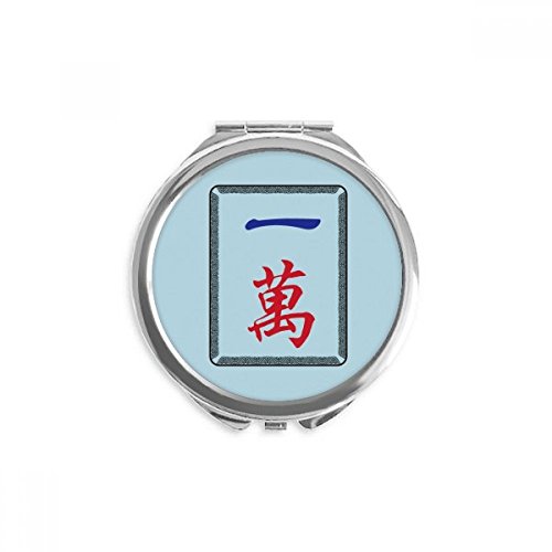 Miroir rond de poche motif mahjong million 1 compact pour maquillage à la main