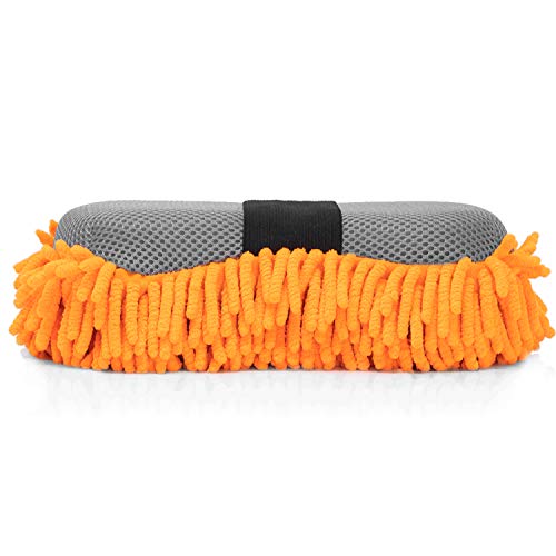 Nuke Guys - 2 Way Wonder – Chenill – Filet anti-insectes Strap On éponge de lavage pour l'entretien professionnel de la voiture (orange)