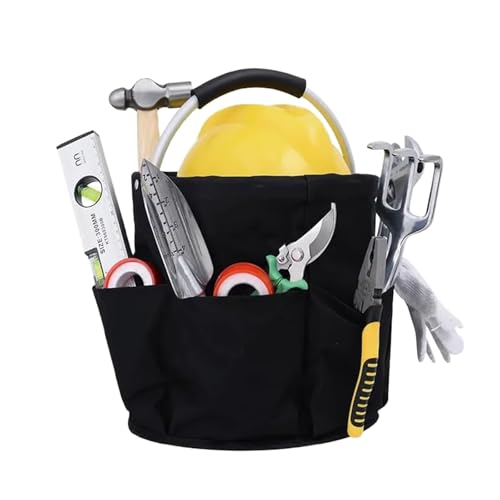 Foldable Cleaning Caddy with Handle Storage Box, 17L Multi-Pocket Caddy Organizer Tool Bag, Portable Storage Tool Bucket for Cleaning Products, Housekeeping, Garden Tools, Toiletries & Crafts (Black)