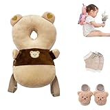 Baby Walker Head Protector Backpack Wear,Toddler Adjustable Baby Head Protection Backpack for Safety Baby Learning Walking Crawling (Brown Bear)