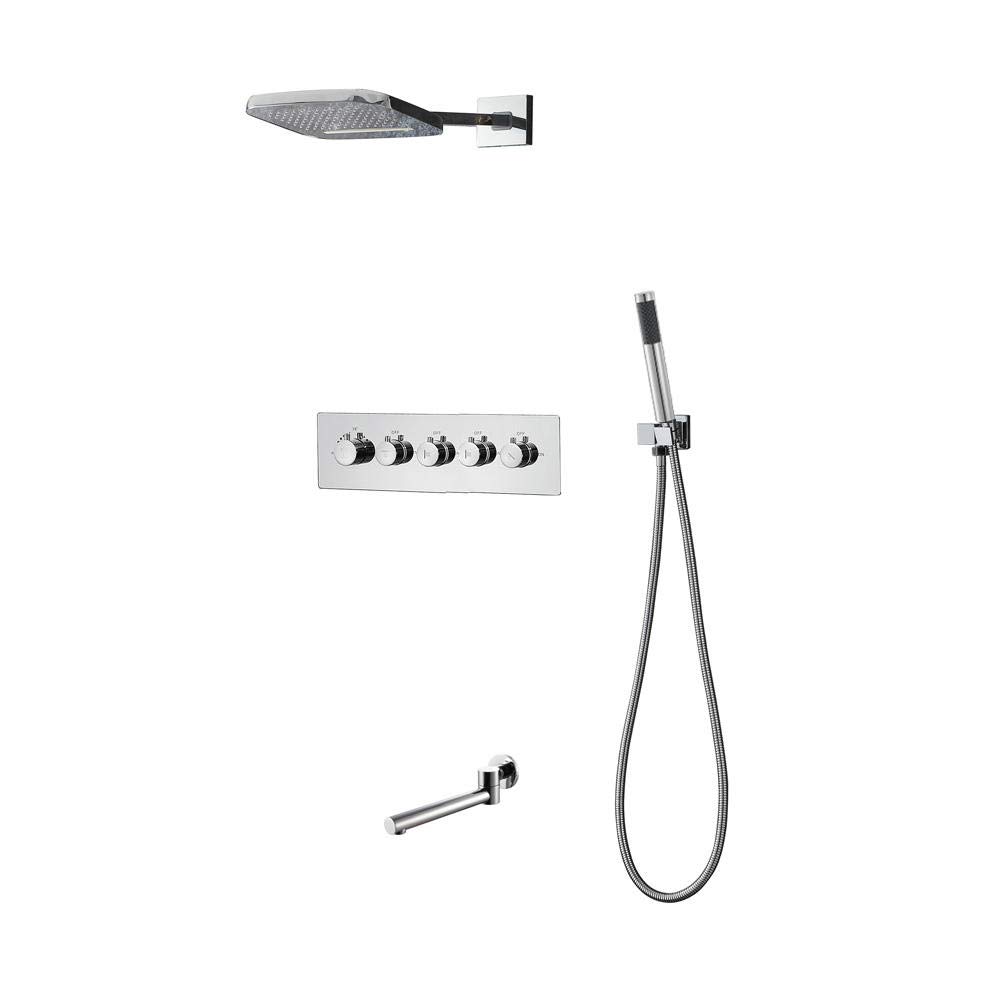 Modern Bathroom Shower Faucet Set Round Hand Shower Two Function Rain and Waterfall Shower Head Hotel Family Bathroom HIDEEP