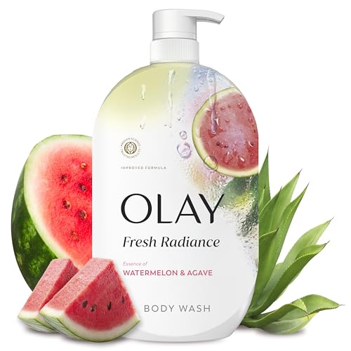 Olay Body Wash for Women Fresh Radiance 24/7 Skin-Loving Freshness Visibly Radiant Plant Based Cleansers Vitamin B3 & Antioxidant Blend For All Skin Types Watermelon & Agave Scent 35 fl oz