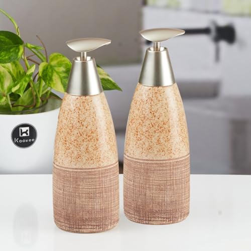 Image of SaSaSa Ceramic Soap Dispenser with Stylish Refillable Pump Bottle for Bathroom Handwash & Kitchen Wash Basin, Perfect for Hand Soap, Lotion and Shampoo, Multicolor, (Set of 2) (12058)
