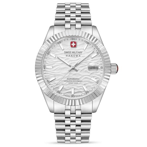 Swiss Military Hanowa Reloj automático para hombre Master Diligenter 41 mm de diámetro y fecha cristal de zafiro, plata, Reloj analógico Swiss Military Hanowa Reloj automático para hombre Master Diligenter 41 mm de diámetro y fecha cristal de zafiro, plata, Reloj analógico