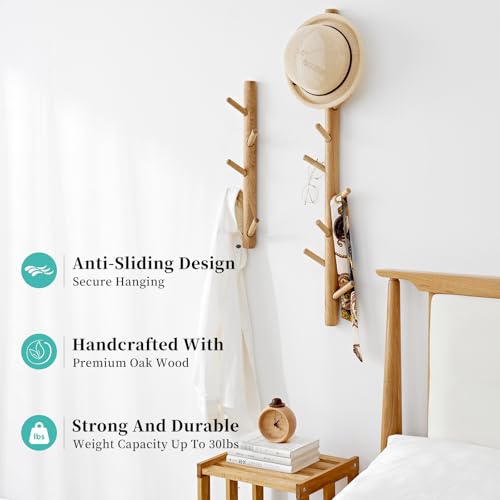 Perchero vertical para pared moderno de madera para sombreros y bolsos de entrada 6