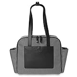 Skip Hop Diaper Bag Tote Madison Square, Multi-Function Baby Travel Bag with Changing Pad, Black & White Mini Grid (Discontinued by Manufacturer)