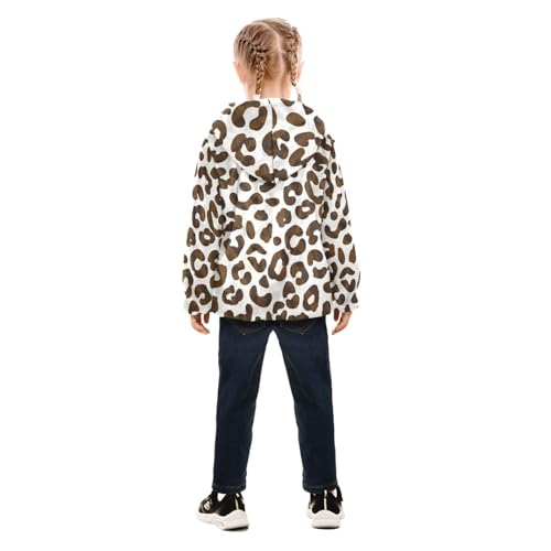 OTVEE Brown Leopard Print Pattern Kids Hoodie Jacket Fall Spring Full Zip Warm Outwear Coat4