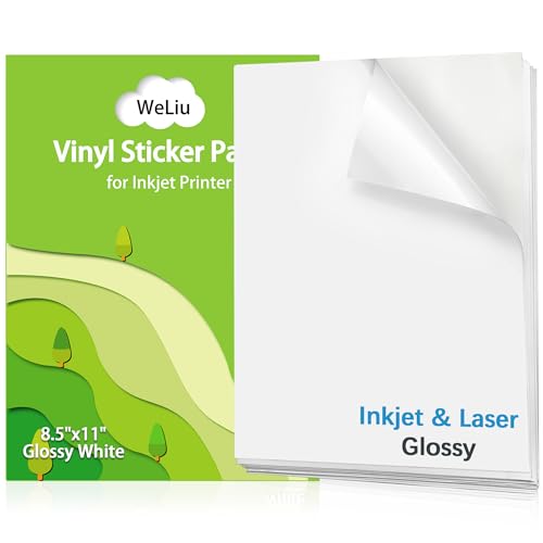 Weliu Printable Vinyl Sticker Paper for Inkjet and...