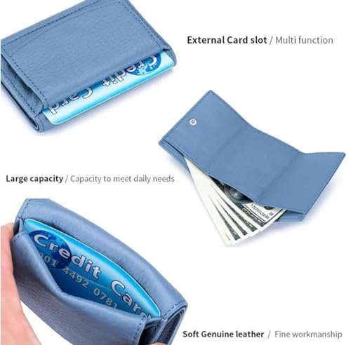 Generic Preliminaryt 2024 New Genuine Leather RFID Blocking Card Holder Organizer Pocket Mini Wallet, Anti-Credit Card Fraud Folding Mini Wallet, Premium Leather Wallet for Women (Black) 7