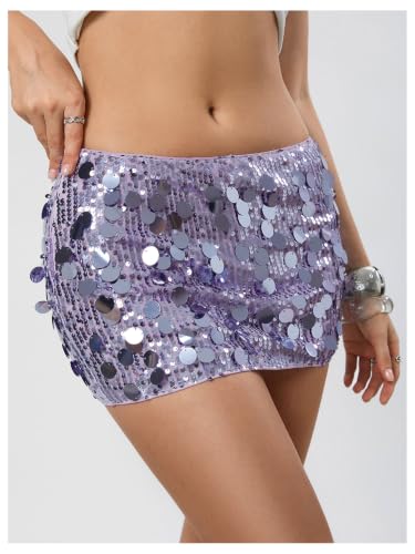 Image of Floerns Women's Sequin Low Waist Mini Skorts Night Out Skirt Shorts