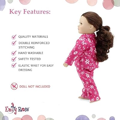 Emily Rose 18 Inch Doll Pink and White Snowflake Pajamas Gift Boxed | USA Brand 2-Piece Holiday PJs for 18 Dolls | Soft Warm Snuggly Doll Sleeping Set | Fits American Girl & Our Generation Dolls