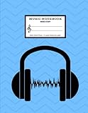 Music Notebook Wide Staff: Blank Sheet Music 6 Staves Per Page: Chevron Headphones | Manuscript...