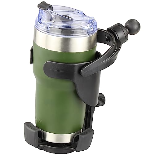 RAM Mounts Level Cup XL Drink Holder with B Size 1 Ball Self-Leveling Cup Holder for 12-32oz Bottles & Tumblers RAP-B-417BU