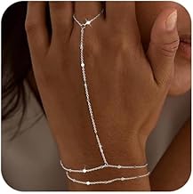 2pcs Delicate Ring Bracelet Hand Chain Ladies Silver Adjustable Satellite Bead Paper Clip Anti-Corrosion Point CZ Link Bracelet Fashion Jewelry Gift