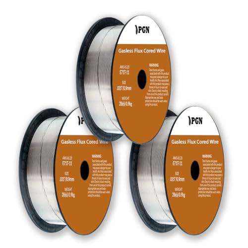 Image of (3 Pack) PGN Flux Core Wire .035 - E71T-11 .035 Inch, 2 Pound Spool - Gasless Mild Steel Welding Wire with Low Splatter - For All Position Arc Welding