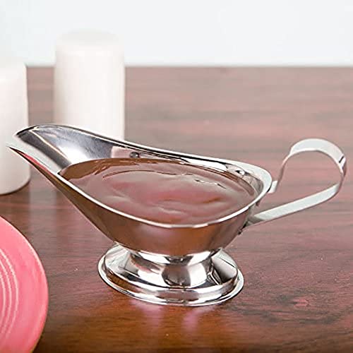 NZPOST Sauciere mit ergonomischem Griff und großem, tropffreiem Auslauf für Sauciere, handelsübliche Qualität, Soße für Soße, Soße (Silber)