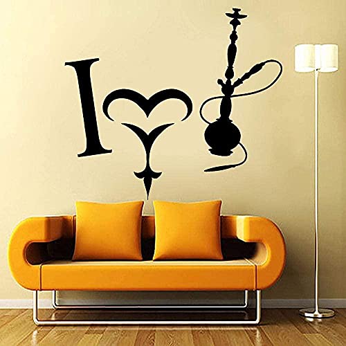 Wandaufkleber Abnehmbare PVC Wandtattoo Shisha Zitate Wandaufkleber Shisha I Love Smoking Weed Wohnzimmerdekoration…