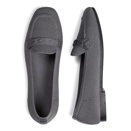 Image of Frank Mully Women's Loafer Flats Square Toe Comfortable Office Work Shoes, Cute Penny Loafer Slip On Walking Driving Shoes