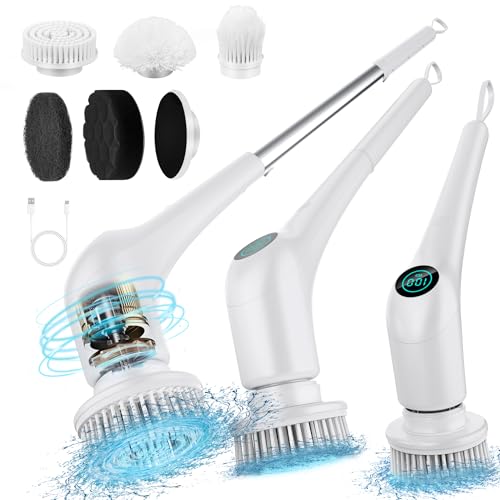 Image of FUNCCUBE Electric Spin Scrubber - Bathtub Shower Scrubber,Bathroom Cleaning Brush Floor Brushes with Long Handle,Power Cordless Automatic Handheld Mop Cleaner for Bath Tub Kitchen Tile Grout Hardwood