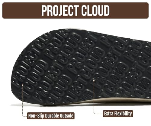 Image of Project Cloud 100% Genuine Leather Footbed Sandals for Women 2026 Comfortable Beach Essentials Womens Sandals Memory Foam Vacation Essentials Slides for Women Footwear (Santorini)