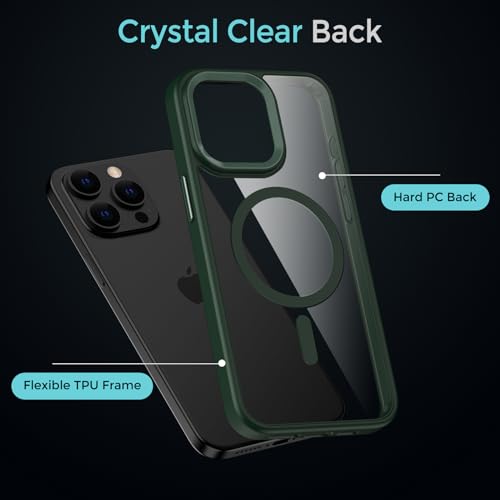 Coque iPhone 14 Pro Max antichoc transparente verte MagSafe