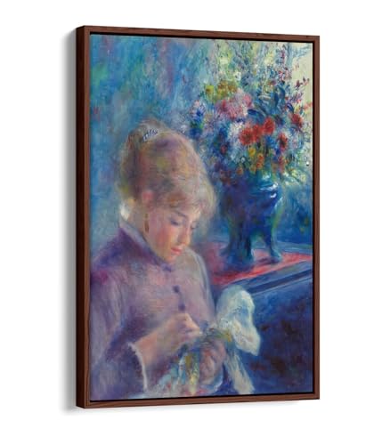 Impression sur toile Renoir avec cadre en noyer élégant pour salon